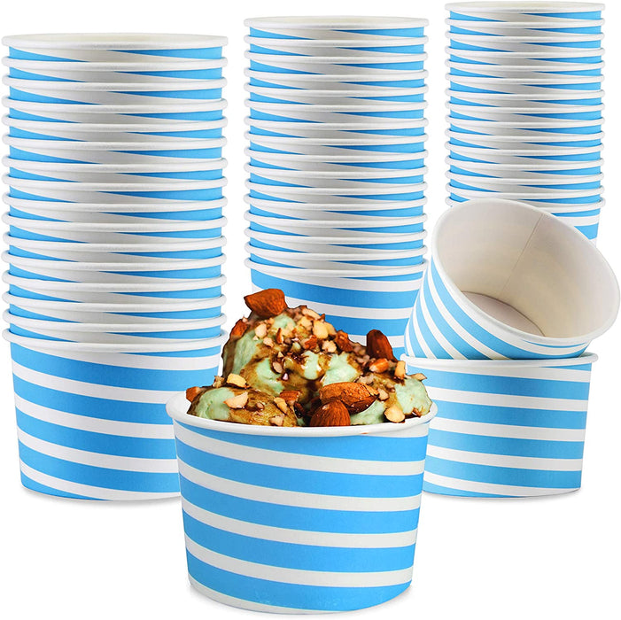 Typtop Ice Cream Sundae Cups - 50 8 oz. Paper Disposable Dessert Bowls and Party Supplies Cups